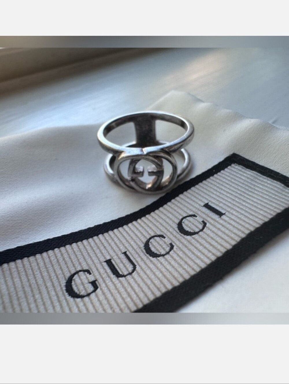 Gucci Double G Ring 925 Sterling Silver Sz 5